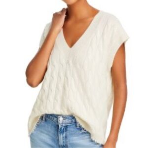Re/Done Cashmere Cable Knit Vest Ivory Academia Preppy Luxury Oversized-Small